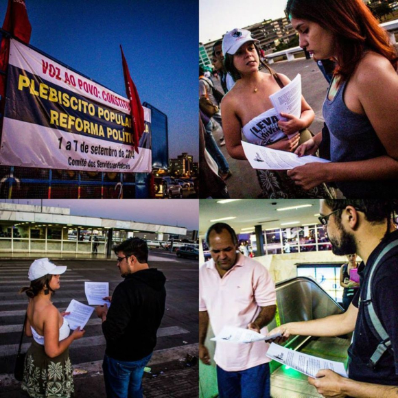 A panfletagem na Rodoviária do Plano Piloto reuniu os mais diversos movimentos, que juntos celebrarão a ação em grande momento de divulgação da campanha. / / Créditos: Divulgação A panfletagem na Rodoviária do Plano Piloto reuniu os mais diversos movimentos, que juntos celebrarão a ação em grande momento de divulgação da campanha.